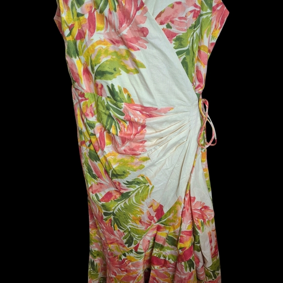 Gibson Latimer Wrap Midi Floral Dress Ruffled Tiered High Low Hem Women Size XXL - Picture 9 of 16